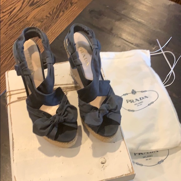 Prada bow cork wedges - Picture 1 of 9